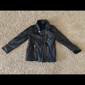 Girls motorcycle jacket with heart panelling